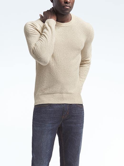 Banana Republic Mens Terry Crew Pullover - Talc