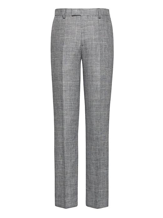 Banana Republic Mens Slim Gray Plaid Linen Suit Pant Light Gray Size 36w