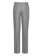 Banana Republic Mens Slim Gray Plaid Linen Suit Pant Light Gray Size 36w
