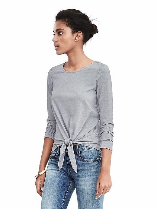 Banana Republic Womens Tie Front Top - Grey