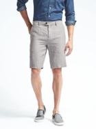 Banana Republic Mens Aiden Slim Gray Stripe Linen Short - Chrome Grey
