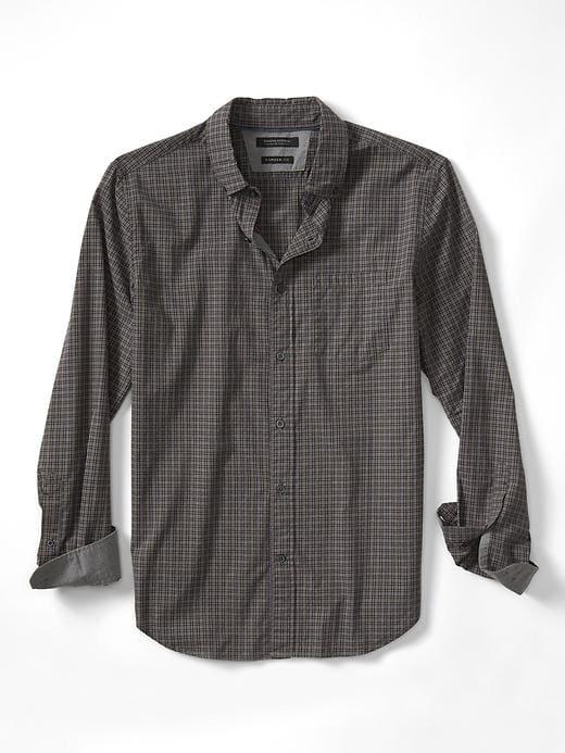 Banana Republic Mens Camden Fit Custom Wash Mini Check Shirt - New Vineyard