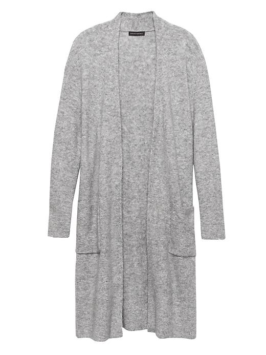 Banana Republic Womens Petite Plush Wool Blend Duster Cardigan Sweater Medium Heather Gray Size S