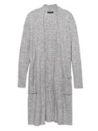 Banana Republic Womens Petite Plush Wool Blend Duster Cardigan Sweater Medium Heather Gray Size S