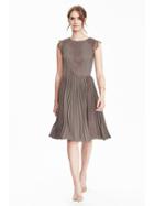 Banana Republic Womens Pleated Lace Dress Size 0 - Oyster