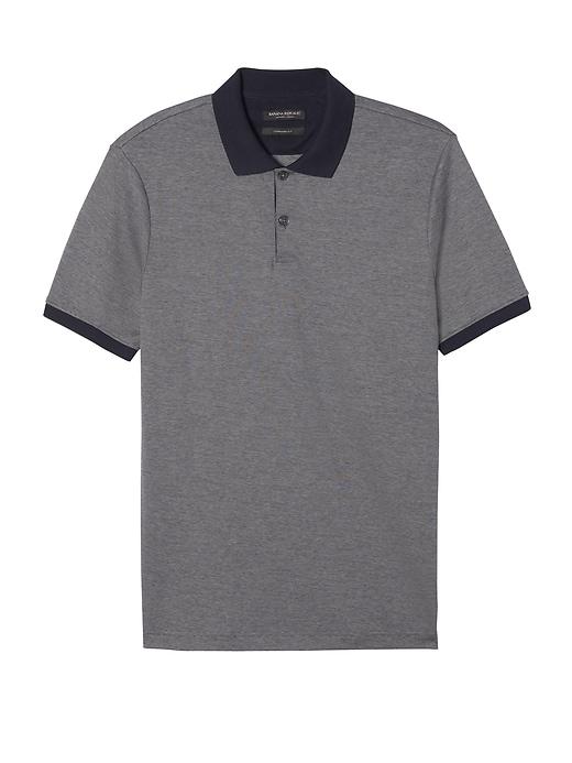 Banana Republic Mens Luxury-touch Stripe Polo Shirt Navy & Charcoal Size M