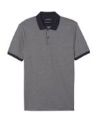 Banana Republic Mens Luxury-touch Stripe Polo Shirt Navy & Charcoal Size M