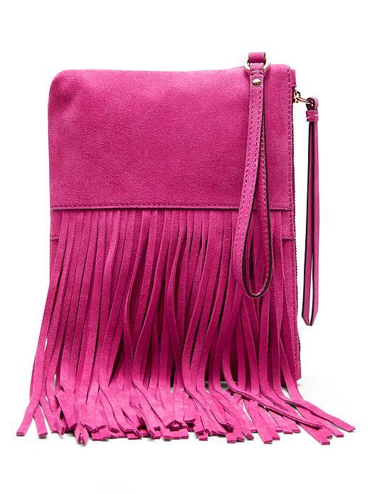 Banana Republic Italian Suede Fringe Small Pouch Size One Size - Pop Pink