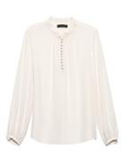 Banana Republic Womens Petite Button-front Poet-sleeve Top White Size S