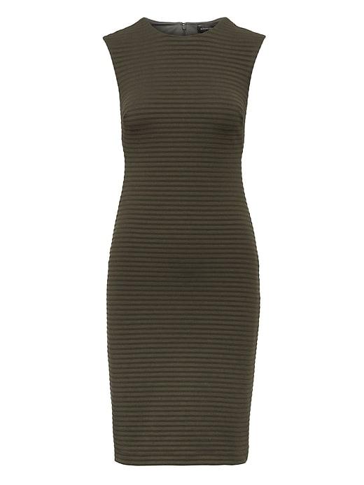Banana Republic Womens Rib-knit Sheath Dress Olive Size 10