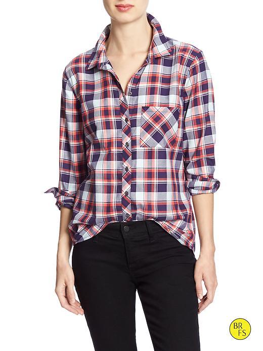 Banana Republic Womens Factory Soft Wash Plaid Shirt Size L - Red And Navy Plaid
