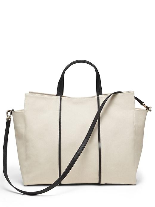 Banana Republic Womens Square Cotton Canvas Tote Natural Size One Size