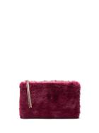 Banana Republic Womens Faux Fur Medium Zip Pouch Burgundy Red Size One Size