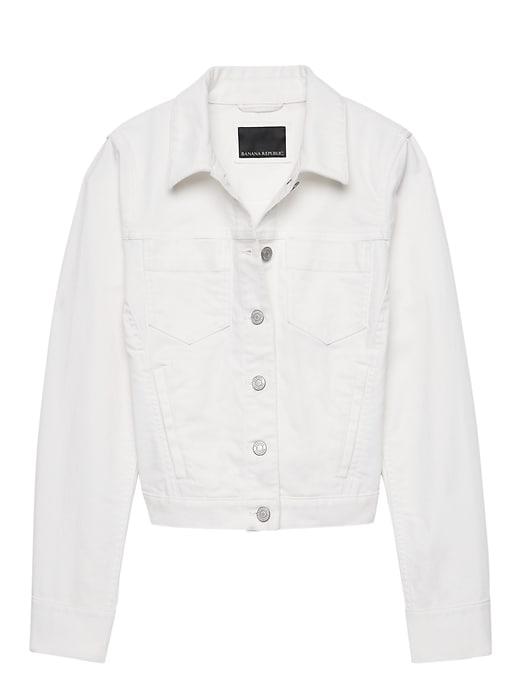 Banana Republic Womens Petite Stain-resistant Classic Denim Jacket White Denim Size Xs
