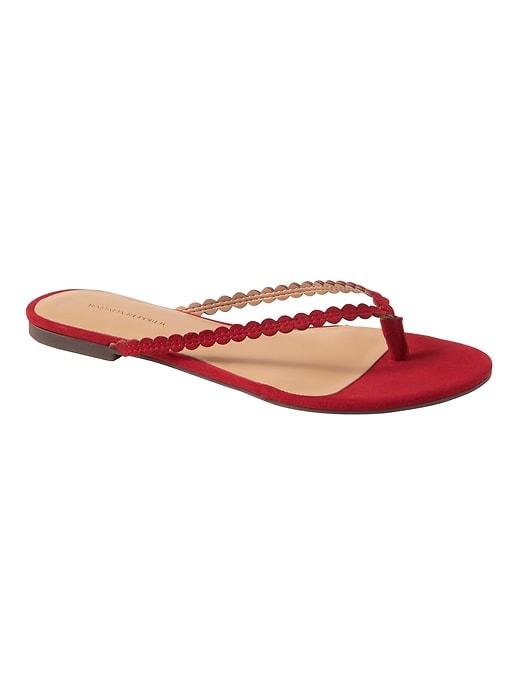 Banana Republic Womens Scallop Sandal Ruby Red Suede Size 6