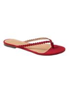 Banana Republic Womens Scallop Sandal Ruby Red Suede Size 6