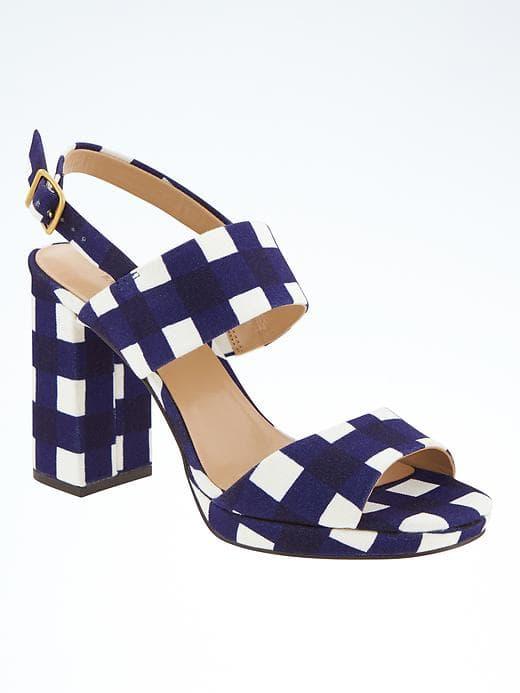 Banana Republic Block Heel Sandal - Midnight Gingham