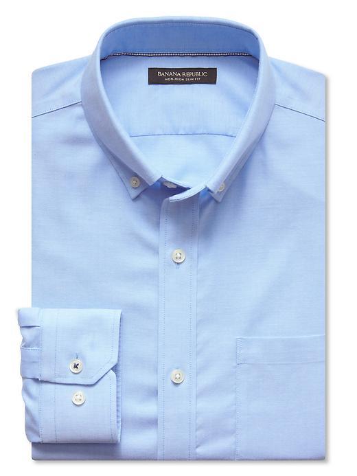 Banana Republic Mens Camden Fit Non Iron Oxford Shirt Size L Tall - Blue