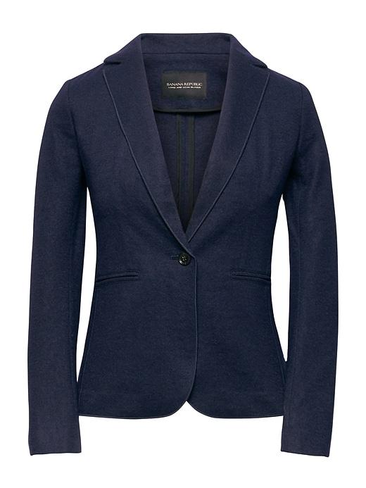 Banana Republic Womens Unstructured Wool-blend Knit Blazer Navy Blue Size 0