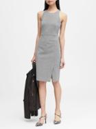 Banana Republic Womens Petite Twill Racer-neck Sheath Dress Charcoal Size 12