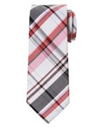 Banana Republic Mens Madras Plaid Cotton-silk Nanotex Tie Sea Coral Size One Size