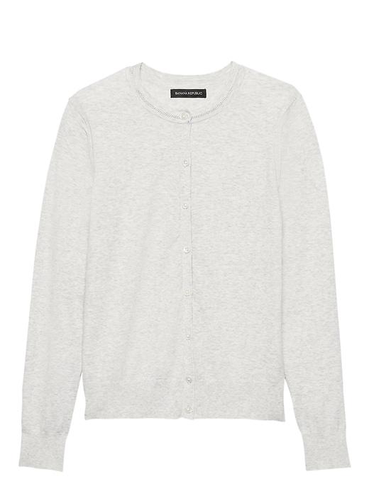 Banana Republic Womens Stretch-cotton Cardigan Sweater Heather Light Gray Size L