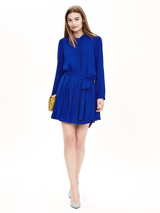 Banana Republic Womens Crepe Shirtdress Size 0 - Dreamy Royal