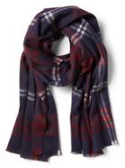 Banana Republic Mens Plaid Wool Scarf Navy Blue Size One Size
