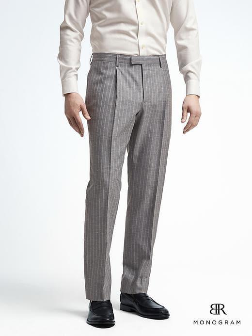 Banana Republic Standard Monogram Gray Stripe Wool Blend Suit Trouser - Gray
