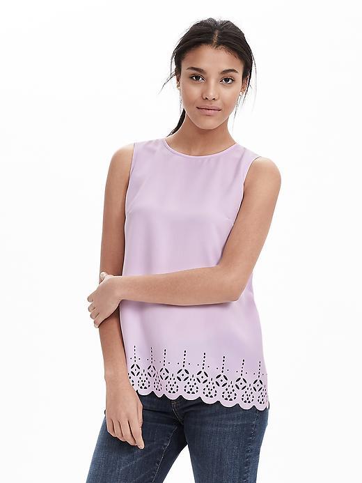 Banana Republic Womens Laser Cut Crepe Tank Size L - Lilac