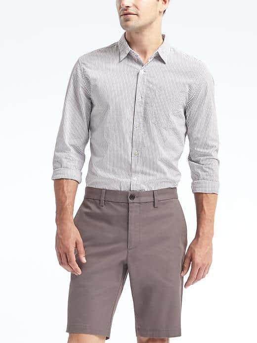 Banana Republic Mens Grant Slim Fit Seersucker Shirt - Slate