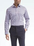 Banana Republic Mens Classic Fit Non Iron Bold Gingham Shirt - Lilac