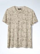 Banana Republic Mens Palm Print Crew Tee - Snooker Khaki