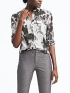 Banana Republic Easy Care Dillon Fit Floral Utility Shirt - Black Floral