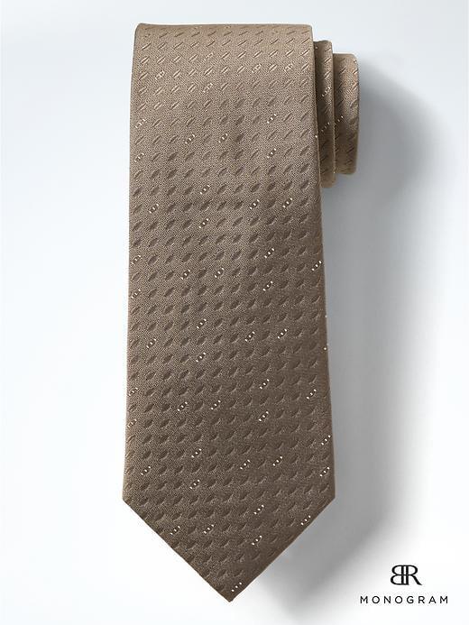 Banana Republic Monogram Textured Geo Silk Nanotex Tie - Deep Taupe