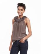 Banana Republic Womens Limited Edition Organza Silk Top Size L - Taupe