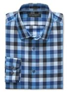 Banana Republic Mens Grant Fit Blue Plaid Supima Cotton Shirt Size L Tall - Blue Willow