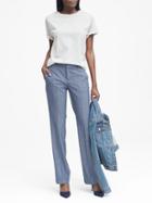 Banana Republic Womens Petite Logan Trouser-fit Windowpane Tweed Pant Blue Size 2