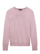Banana Republic Mens Silk Cotton Cashmere V-neck Sweater Pink Oxford Size Xxs