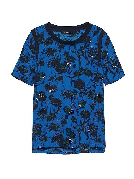Banana Republic Floral Contrast Trim Top