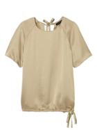 Banana Republic Womens Satin Drawstring Hem Top Golden Beige Size Xs