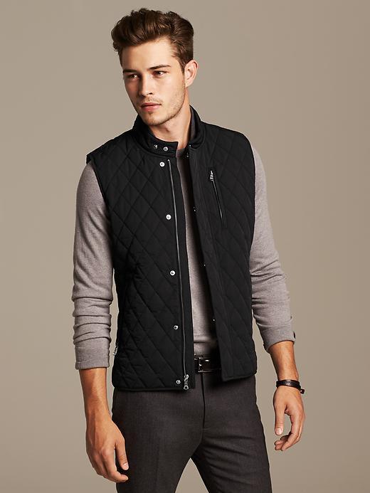 Banana Republic Black Quilted Puffer Vest - Black