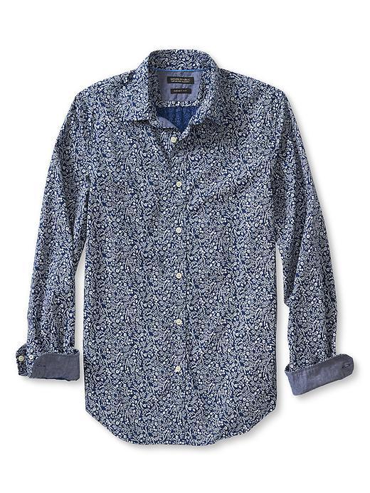 Banana Republic Mens Grant Fit Custom 078 Wash Shirt Size L Tall - Mythic Blue