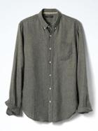 Banana Republic Mens Camden Fit Saturated Linen Shirt - Dark Green Heather