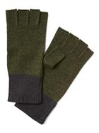 Banana Republic Mens Boiled Wool Fingerless Gloves - Green