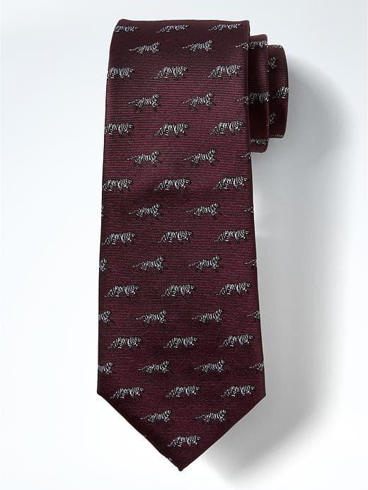 Banana Republic Tiger Silk Tie - Burgundy