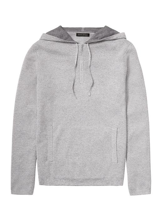 Banana Republic Mens Textured Half-zip Sweater Hoodie With Coolmax Technology Chrome Gray Size L