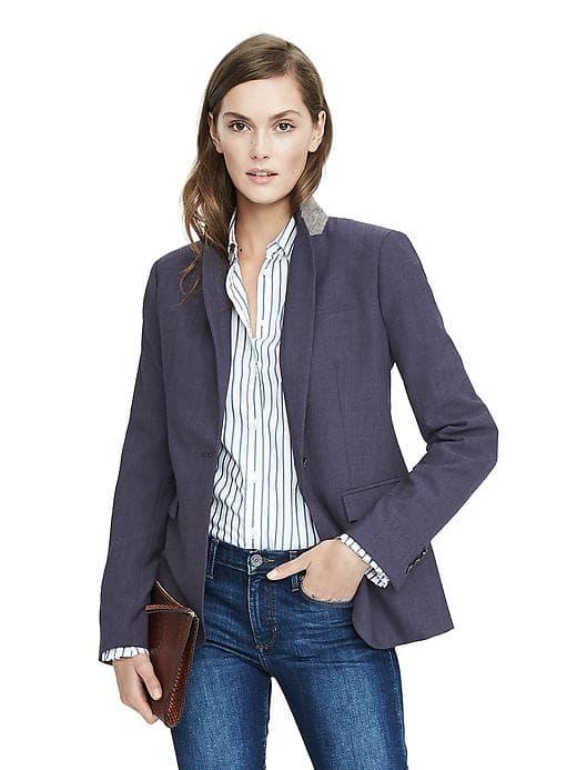 Banana Republic Navy Lightweight Wool Blazer - Navy