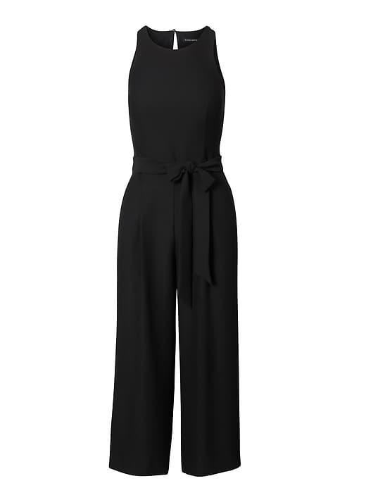 Banana Republic Womens Cropped Wide-leg Jumpsuit Black Size 16