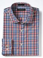 Banana Republic Mens Camden Fit Supima Tri Color Plaid Shirt - Red Carnival